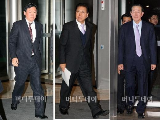 ↑↑왼쪽부터 신동빈 롯데 부회장, 정준양 포스코 회장, 허창수 GS회장.