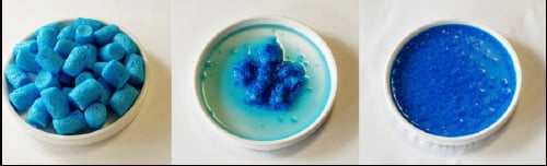 ↑러쉬의 생분해성 포장 완충재 '콘보이'. 물에서 생분해되는 소재다.