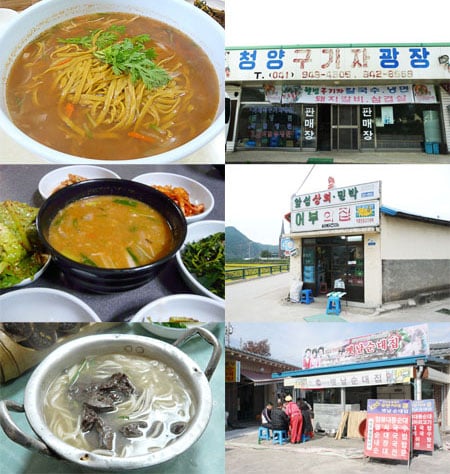 ↑ 구기자칼국수-구기자광장, 어죽-어부의집, 선지국수-옛날순대집