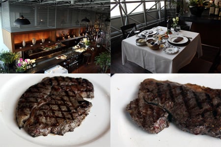 ↑ 용산구 이태원2동 '더그릴' 내부(위쪽)과 와규립아이스테이크, 채끝등심 스테이크 ⓒ다이어리알