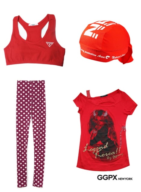 위 게스언더웨어 탱크탑, 네파 두건 
아래 일모스트릿닷컴 레깅스, ggpx 월드컵 티셔츠