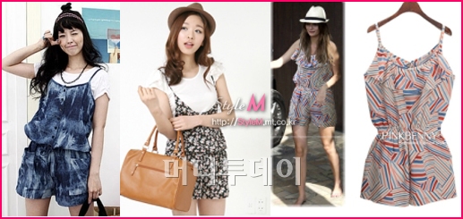 ↑오른쪽의 랩 스타일 디테일 점프수트는 여성스러운 V넥 디자인으로 어깨에는 셔링을 줘 고급스러우면서도  트렌디한 느낌을 살렸다. 넉넉한 핏과 롤업 디자인으로 편하게 입을 수 있지만 랩 스타일의 디테일로 오피스룩으로도 적합하다. 오른쪽에 프릴소매 점프수트는 날개소매와 사선 포켓 디자인으로 캐주얼하면서도 세련된 느낌을 연출할 수 있다. 어깨를 살짝 내려 가려주는 스타일로 오피스룩으로도 부담없다.(ⓒ사진제공=인터넷쇼핑몰 '패션플러스')