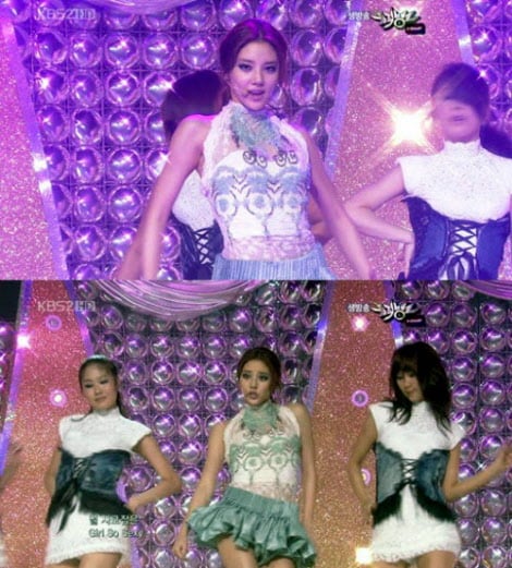 ↑가수 손담비, KBS '뮤직뱅크' 캡쳐