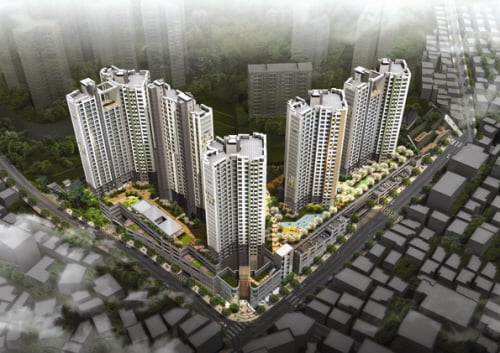 ↑부산 당리 푸르지오 조감도