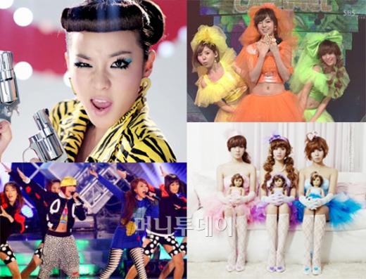 ↑ <좌>걸 그룹 '2NE1', <우>걸 그룹 '오렌지캬라멜' (사진= 머니투데이 자료)