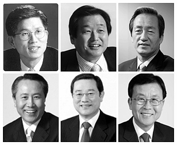 ↑ 1951년에 태어난 '토끼띠 정치인'. (윗줄 왼쪽부터 시계방향으로) 김문수 경기도지사, 한나라당 김무성·정몽준 의원, 민주당 원혜영·이용섭·조영택 의원.