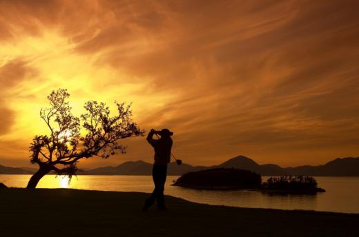 ▲석양의 힐튼 남해 골프장