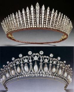 사진 데일리메일, 텔레그래프(위 왕실 티아라, 아래 다이애나의 티아라)