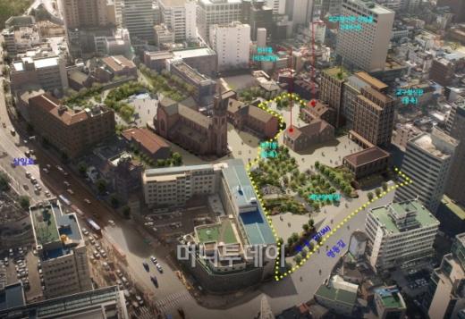 ↑명동성당 정비 1단계 조감도.