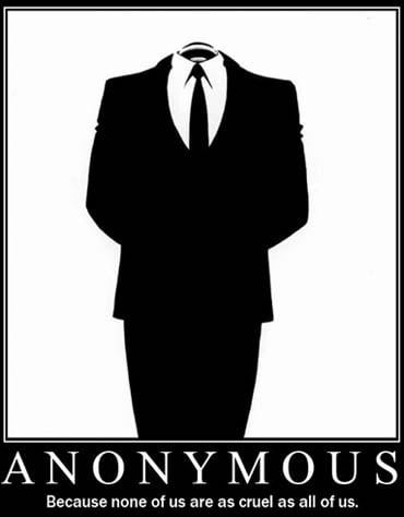 ↑해킹 집단 어나니머스의 로고 이미지