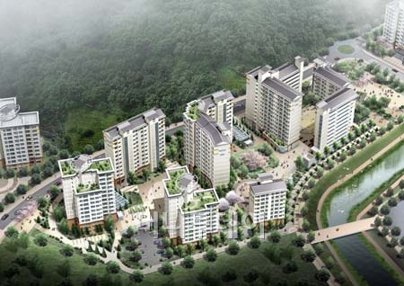 ↑ 고령자 맞춤형 아파트 단지로 건립된 서울 강남구 세곡동 세곡4단지 조감도 ⓒ서울시