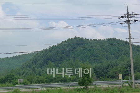 ↑토지거래허가구역으로 지정된 후 평창군 대령면 입구에 주민들의 거센 반발을 담은 현수막들이 줄지어 걸려있다.