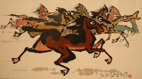 ↑ 이성근의 작품 '말', 20x38cm, 먹과 채색. ⓒ인사동 서울미술관