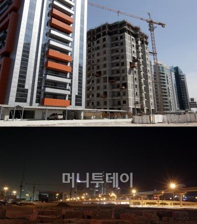 ↑두바이 외곽 지역엔 공사를 멈춘 빌딩들과 현장들이 여전히 많다.
