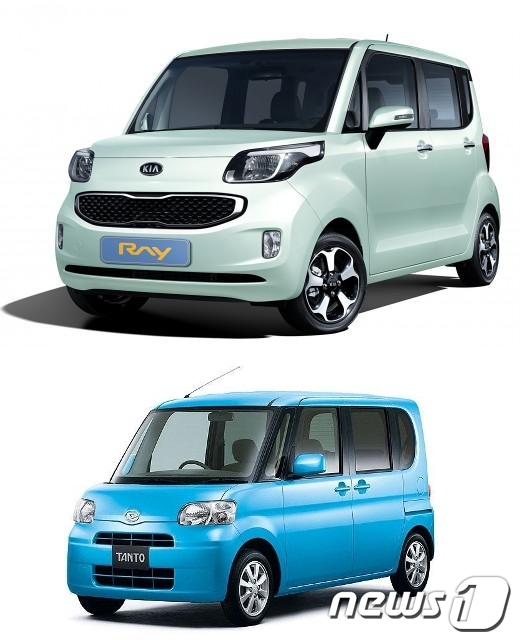 위는 기아차의 레이, 아래는 다이하츠 탄토 News1