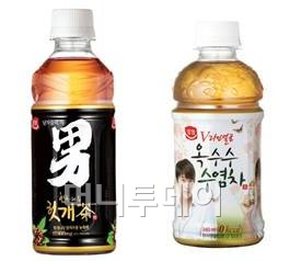 ↑왼쪽 힘찬하루 헛개차, 오른쪽 광동 옥수수수염차