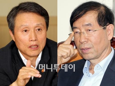 ↑권도엽 국토해양부 장관(왼쪽)과 박원순 서울시장