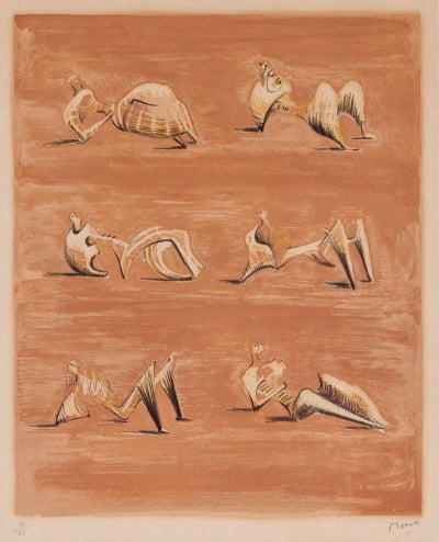 ↑<여섯 점의 와상> ed. 34/60, 리토그라프, 43×35cm, 1957