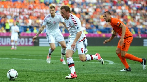 ▲유로2012 네덜란드-덴마크 전에서 결승골을 기록한 크론 델리(덴마크)