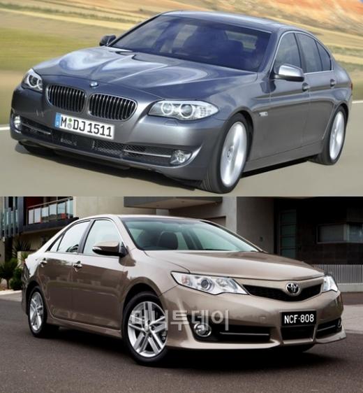 ↑(사진 위부터)BMW '520d'와 토요타 '캠리'