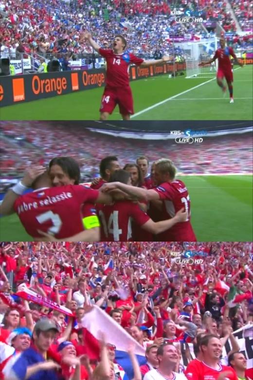 두 번째 골을 성공한 후 세레모니를 하고 있는 필라르(사진=KBS N 스포츠 중계화면 캡쳐)