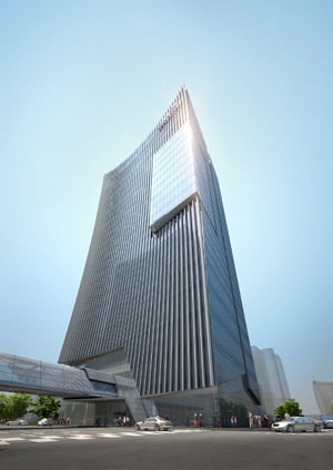 ↑삼성물산이 몽골 최대 민간기업인 MCS홀딩스로부터 수주한 총 900억원 규모의 오피스빌딩 조감도. ⓒ삼성물산 제공.