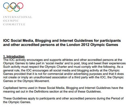 선수들의 SNS사용을 규제한 국제올림픽위원회(IOC)의 지침서 ⓒIOC 홈페이지