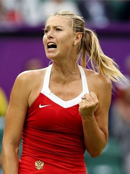 ▲런던올림픽 여자단식 3라운드에서 사빈 리시츠키를 누르고 8강 진출에 성공한 마리아 샤라포바 ⓒLondon 2012