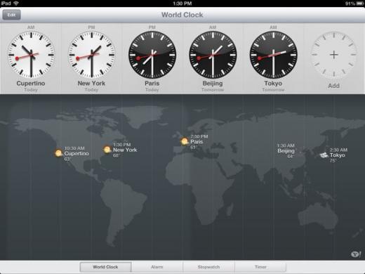 ↑애플의 시계 애플리케이션.