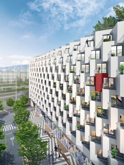 ↑㈜신영이 강남보금자리에 공급하는 소형 오피스텔 '강남 지웰홈스'는 덴마크의 유명 건축설계회사 JDS아키텍트가 참여, 테라스를 강조한 설계를 선보였다.