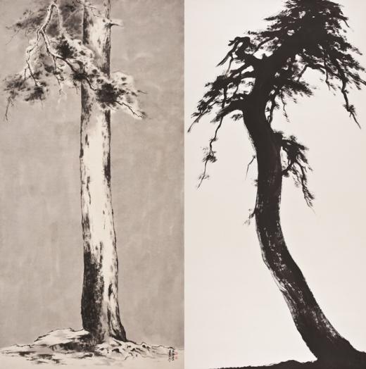 ↑문봉선 '소나무-보름달', 2012, 화선지에 수묵, 145x360cm (사진제공=서울미술관)