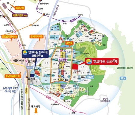 ↑'위례신도시 엠코타운 플로리체 위치도 ⓒ사진=현대엠코