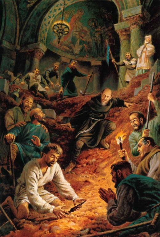 안티오크의 성 베드로 성당에서 '성창'을 발견하고 있는 피에르 바르톨로뮤. /소장=베르사유 궁전