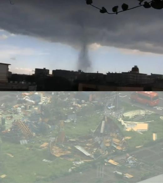2일 일본 간토지역을 덮친 토네이도로 60여명이 다치고 110여개의 가구가 피해를 입었다./사진=스카이뉴스