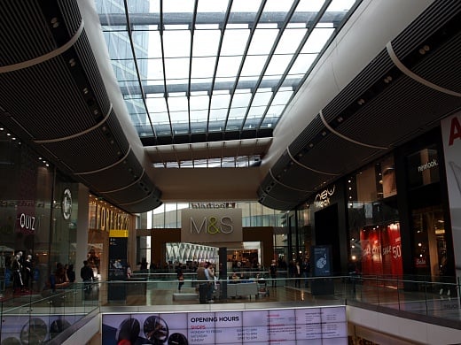 영국 런던 스트랏포드 '웨스트필드' 쇼핑몰 내부모습./사진=송학주 기자