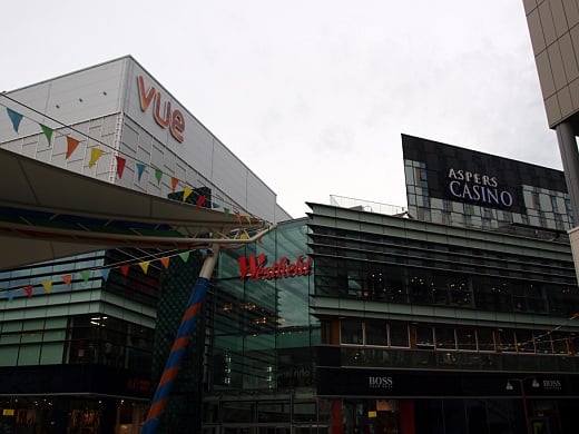 영국 런던 스트랏포드 '웨스트필드' 쇼핑몰에 호텔과 카지노도 들어서 있다./사진=송학주 기자