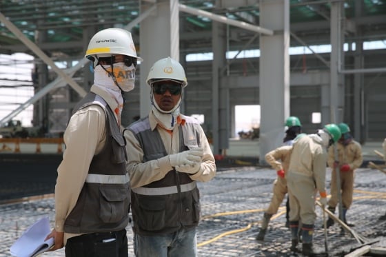 이라크 비스마야 신도시 공사현장에서 일하고 있는 근로자. / 사진제공=한화건설