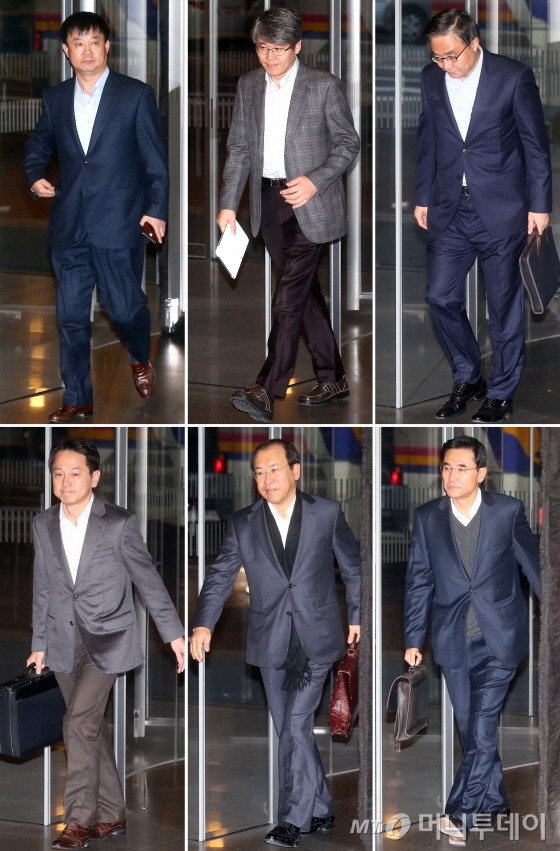 (사진 왼쪽 위부터 시계방향으로) 김종호 삼성전자 세트제조담당 사장, 박동건 삼성디스플레이 사장, 김영기 삼성전자 네트워크사업부 사장, 안민수 삼성화재 사장, 이선종 삼성벤처투자 사장, 원기찬 삼성카드 사장/사진=홍봉진 기자.