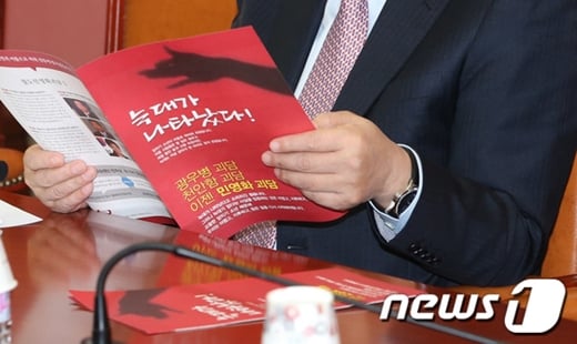 새누리당이 제작한 '늑대가 나타났다' 제목의 유인물 / 사진=뉴스1
