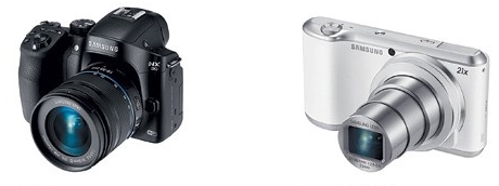 삼성 미러리스 카메라 'NX30'(왼쪽)과 '갤럭시 카메라2(오른쪽)./사진제공=삼성전자