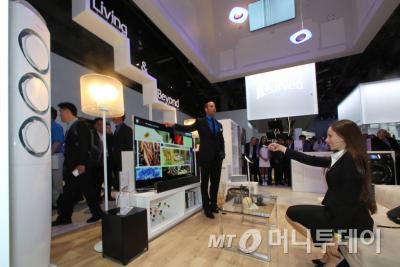 2014 CES(국제가전전시회)에서 삼성전자 직원이 '삼성 스마트 홈'에 대해 설명하고 있는 모습. 사진은 보도내용의 특정 사실과 무관함. /사진제공=삼성전자