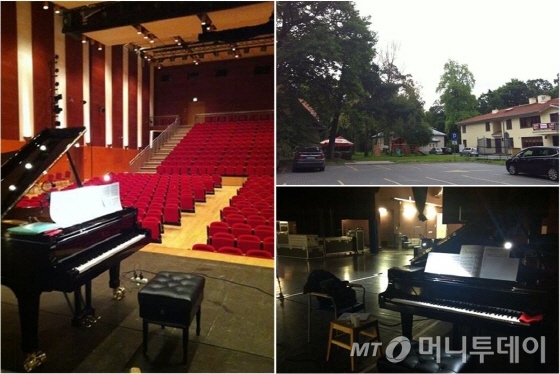 지난해 7월, 허 교수가 둑스(DUX)와 음반 녹음작업을 했던 폴란드의 작은 도시 오트램부쉬에 있는 녹음홀과 홀 근처에 그가 머물던 호텔(오른쪽 위) /사진=허원숙