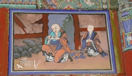 '범어사 미륵암 벽화' 속 원효대사/ 사진=네이버 지식백과 캡처