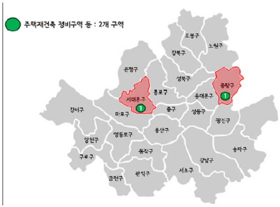 정비구역 등 해제지역 분포도 / 자료제공=서울시