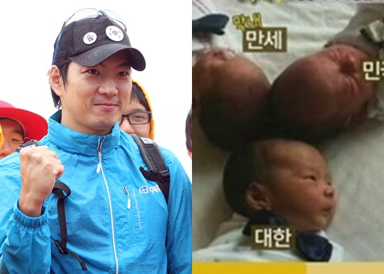 배우 송일국(사진=이기범 기자)과 세쌍둥이 아들(사진=tvN)