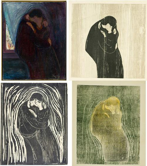 뭉크 '키스'(The Kiss)의 각각 다른 버전 /사진제공=뭉크미술관