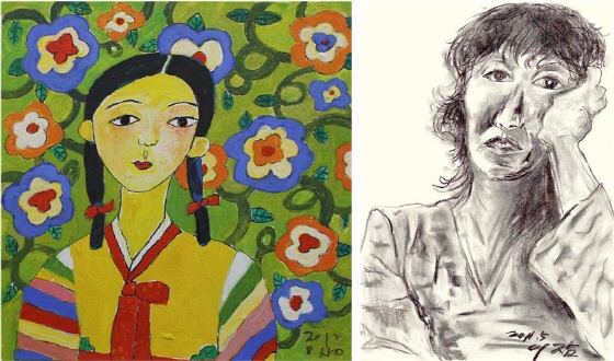 이상교 작가의 '색동옷 처녀'(왼쪽)와 이잠 작가의 '자화상' /사진제공=시민청