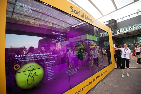 싱가포르 스포츠 허브에서 10월 17일부터 26일까지 진행되는 여자테니스협회(WTA)의  'BNP파리바 WTA 파이널 싱가포르' 에 SAP가 설치한 팬존(Fan Zone)/사진제공=SAP APJ