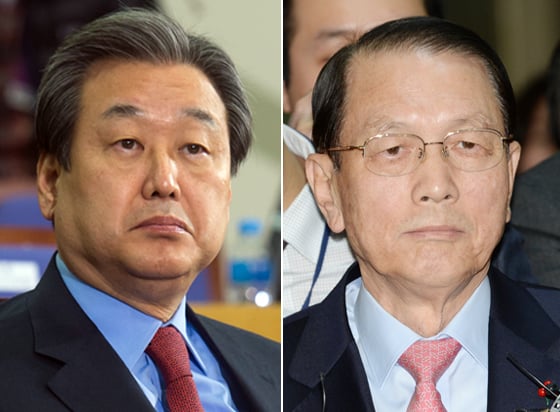 김무성 새누리당 대표(사진 왼쪽) 수첩에서 시작된 'K, Y' 논란이 김기춘 실장(오른쪽) 과의 갈등설로 번지면서 파문이 확산되고 있다. /사진=뉴스1
