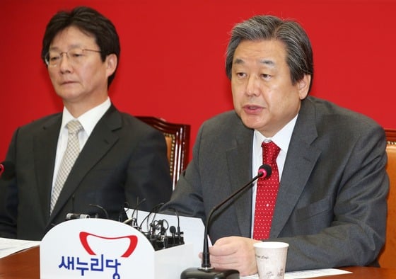 새누리당 김무성 대표가 1일 오전 서울 여의도 국회에서 열린 최고중진연석회의에서 모두발언을 하고 있다./사진=뉴스1제공